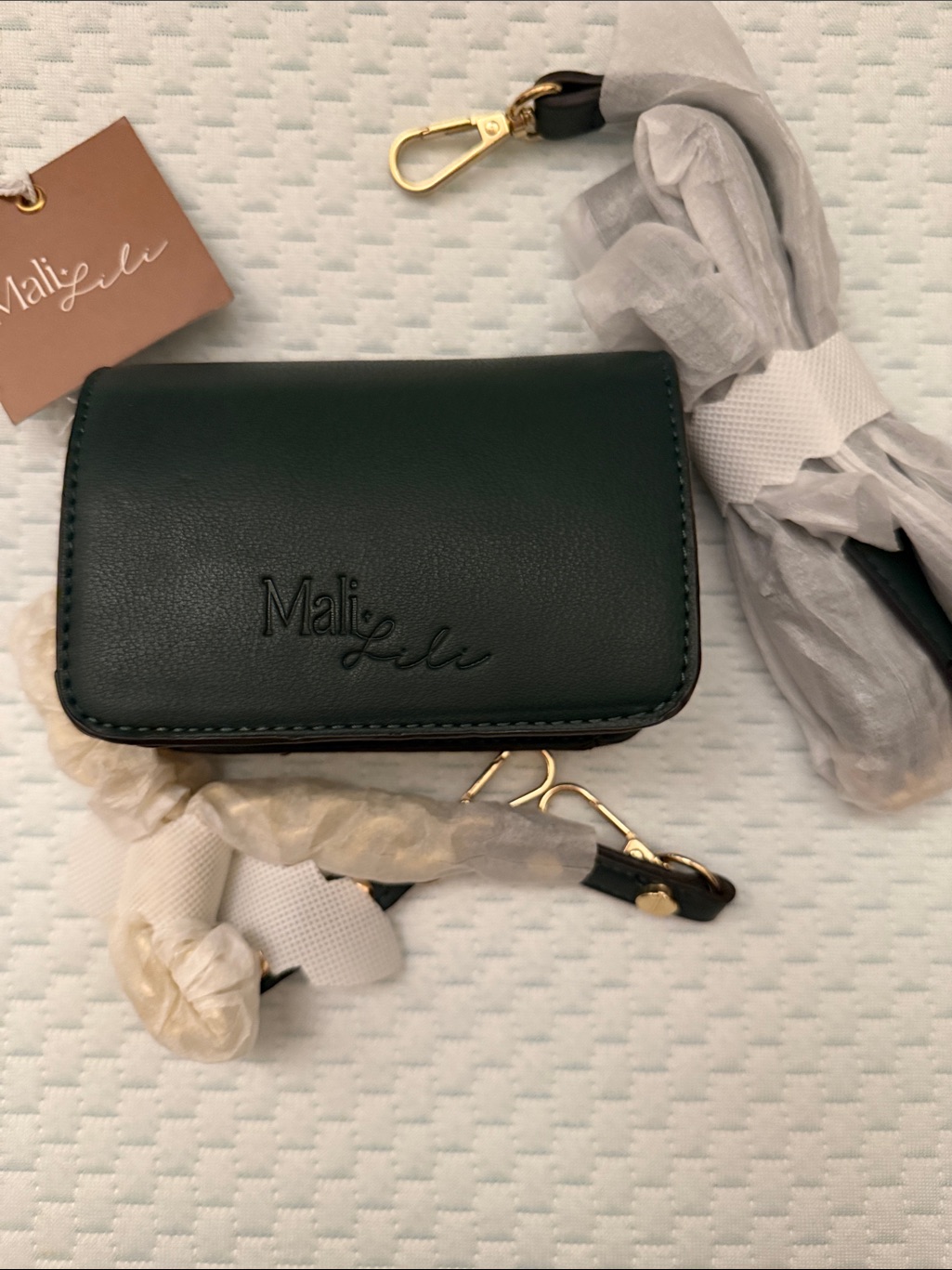 Mali Leli Dark Green Leather Key  Card Holder